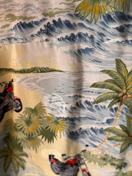 Harley-Davidson x Tori Richard 100% Silk Hawaiian Shirt XL Tropical Motorcycle - Picture 7 of 10
